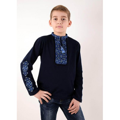 Embroidered t-shirt with long sleeves "Ivanko" blue